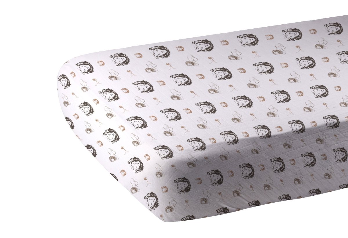 Newcastle Classics Hear Me Roar Bamboo Muslin Crib Sheet for Soft Breathable Baby Bedding - 