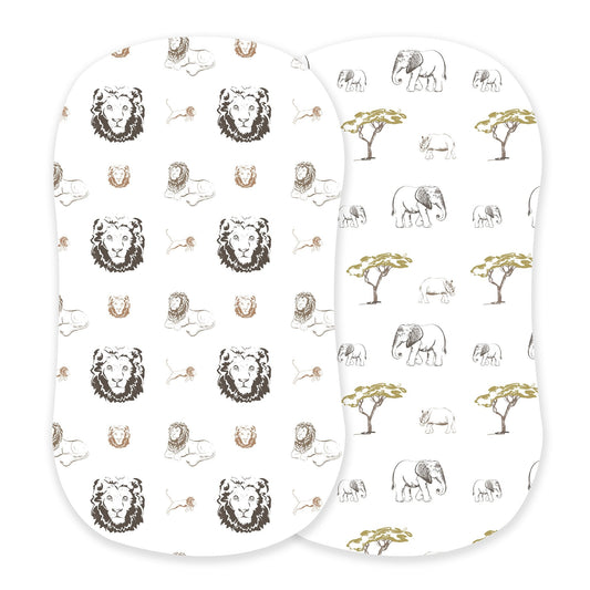 Hear Me Roar Lion Rhinos Elephants Bamboo Changing Pad Cover Bassinet Sheets Newcastle Classics