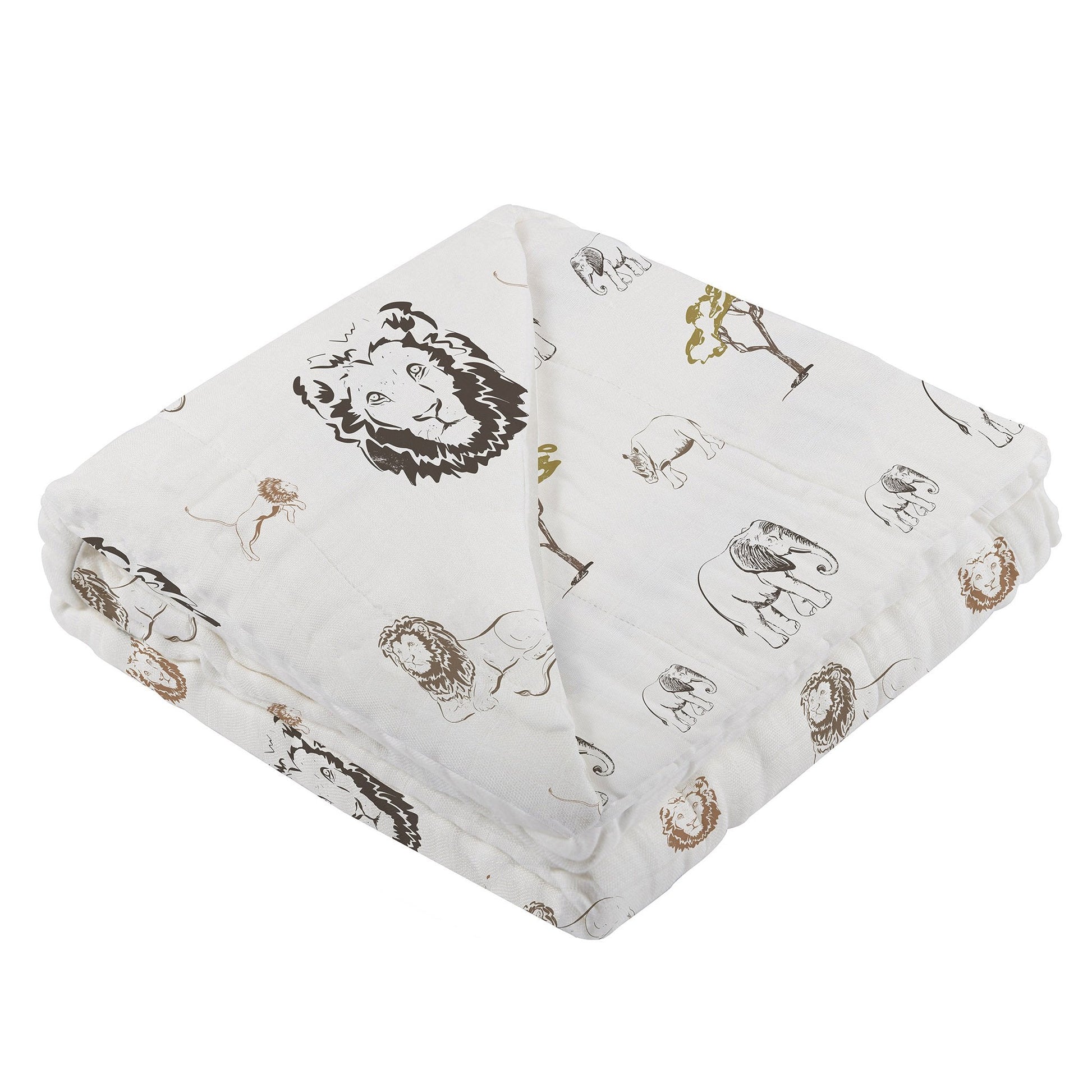 Hear Me Roar Lion Rhinos Elephants Bamboo Blanket 100 Percent Natural Bamboo Muslin 47 x 47 Inches Newcastle Classics