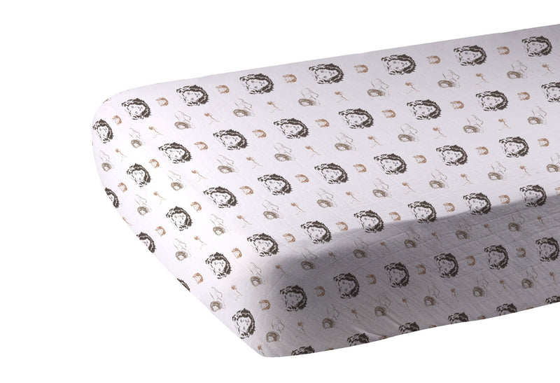 Hear Me Roar Lion Bamboo Muslin Crib Sheet 28x52 Inches Soft Breathable Baby Bedding Newcastle Classics