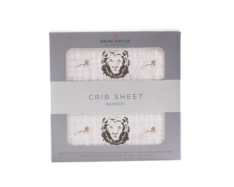 Hear Me Roar Lion Bamboo Muslin Crib Sheet 28x52 Inches Soft Breathable Baby Bedding Newcastle Classics
