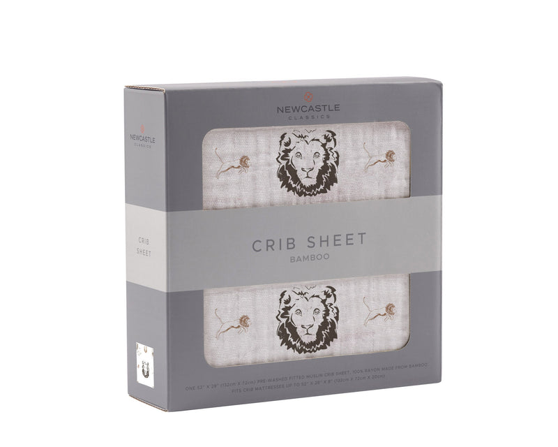 Hear Me Roar Lion Bamboo Muslin Crib Sheet 28x52 Inches Soft Breathable Baby Bedding Newcastle Classics