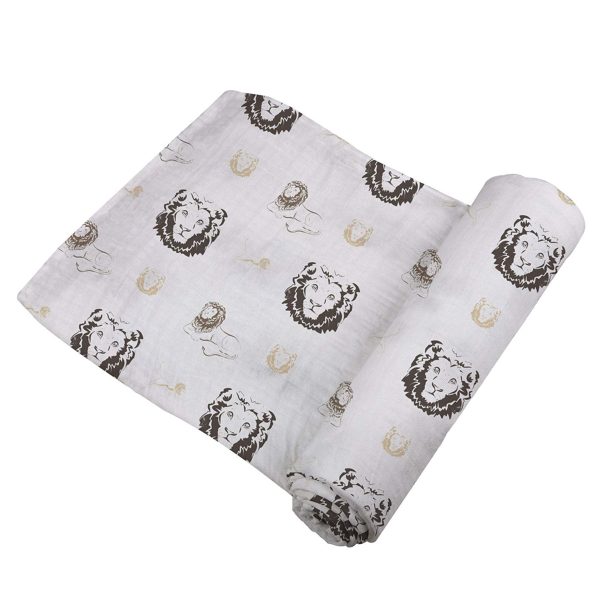 Hear Me Roar Lion Swaddle Soft Bamboo Muslin Blanket for Babies Newcastle Classics