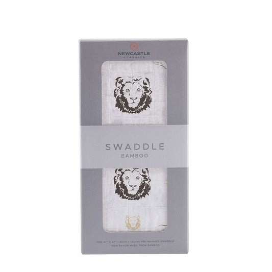 Hear Me Roar Lion Swaddle Soft Bamboo Muslin Blanket for Babies Newcastle Classics