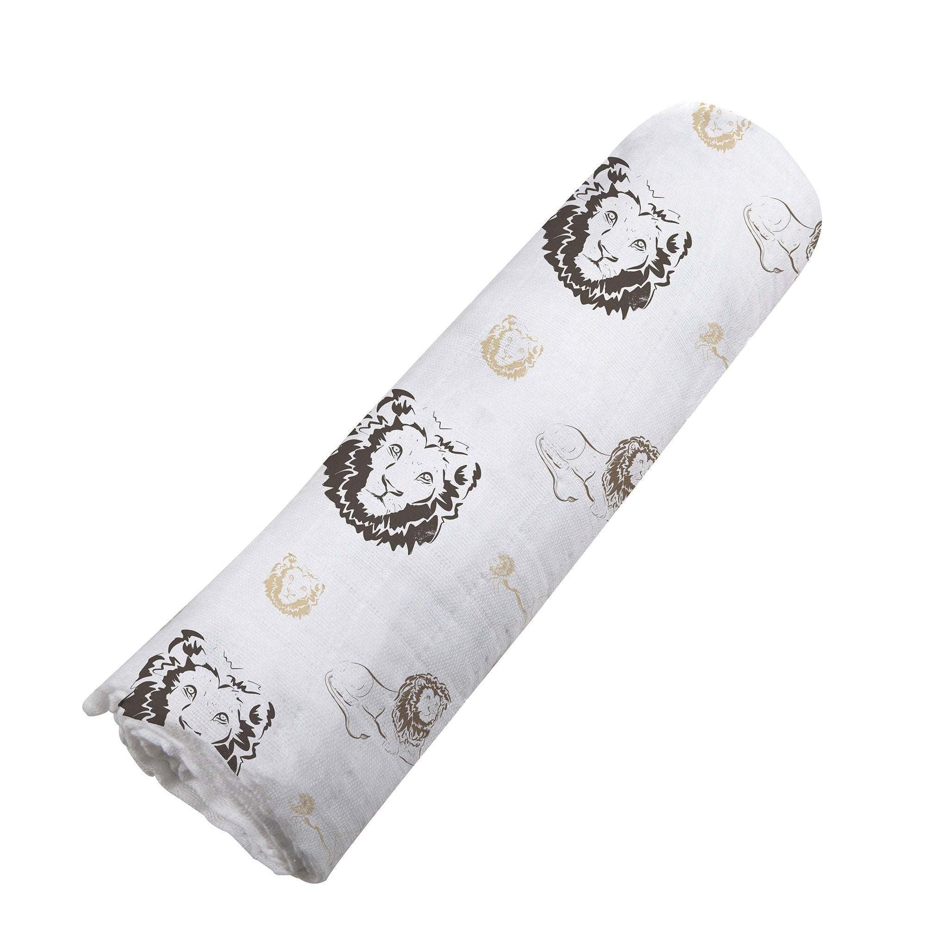 Hear Me Roar Lion Swaddle Soft Bamboo Muslin Blanket for Babies Newcastle Classics