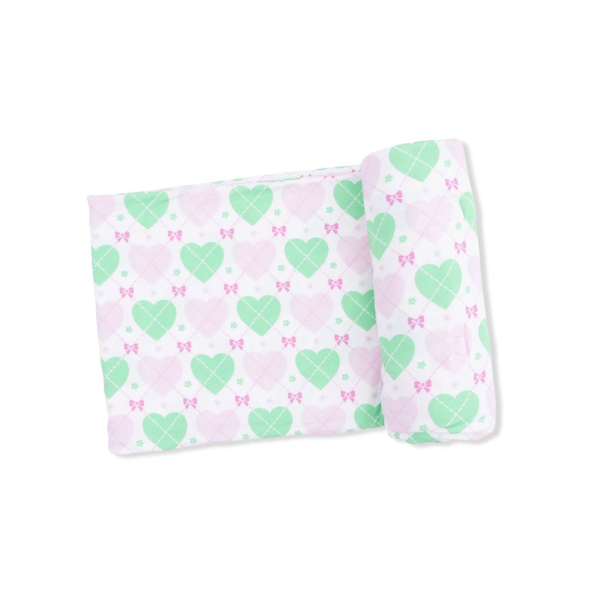 Heart Argyle - Swaddle Blanket - White, Pink, Linens, Heart, Bag | Everetts Place
