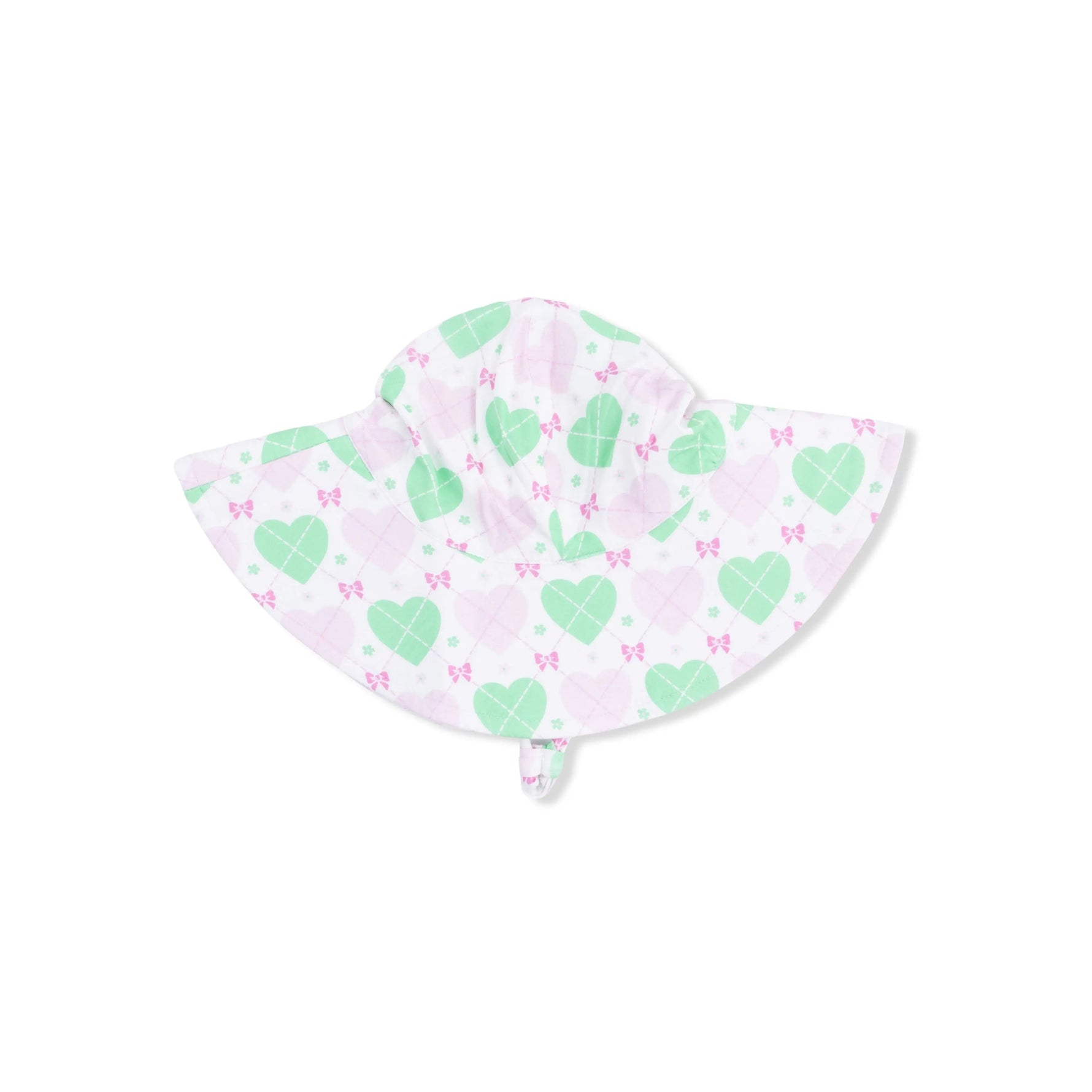 Heart Argyle - Wide Brim Sun Hat - White, Pink, Bib, Costume Hat, Hat | Everetts Place