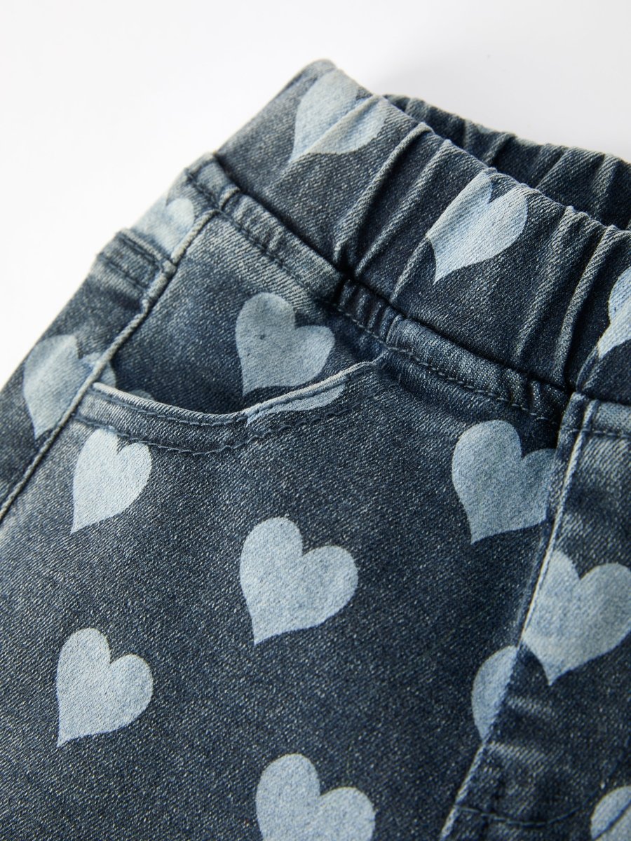 Rylee Faith Designs Heart Pattern Denim Bell Bottom Pants for Kids - 