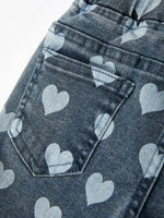 Rylee Faith Designs Heart Pattern Denim Bell Bottom Pants for Kids - 