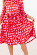 Mila & Rose ® Hearts & Hugs 3/4 Sleeve Pocket Twirl Dress - 
