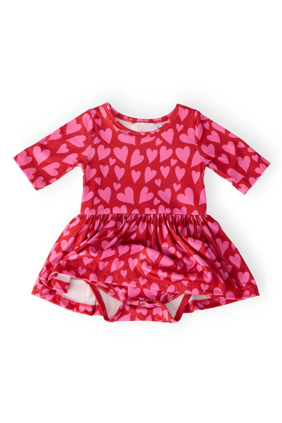 Mila & Rose ® Hearts & Hugs 3/4 Sleeve Twirl Bodysuit - 