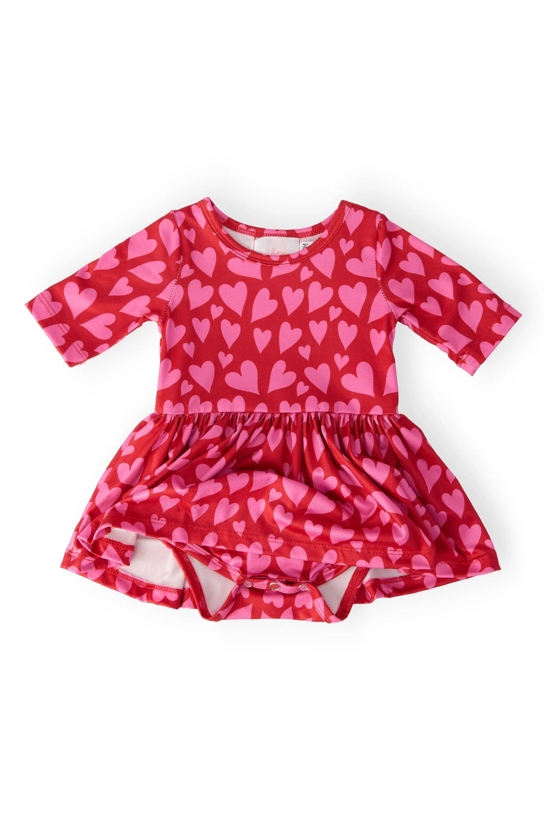 Mila & Rose ® Hearts & Hugs 3/4 Sleeve Twirl Bodysuit - 
