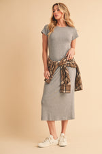PinkBlush Heather Gray Basic Crewneck Midi Dress - 
