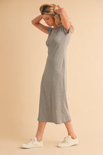 PinkBlush Heather Gray Basic Crewneck Midi Dress - 