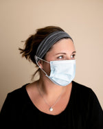 Three Little Tots Heather Gray Savior Headbands With Buttons for Masks - 