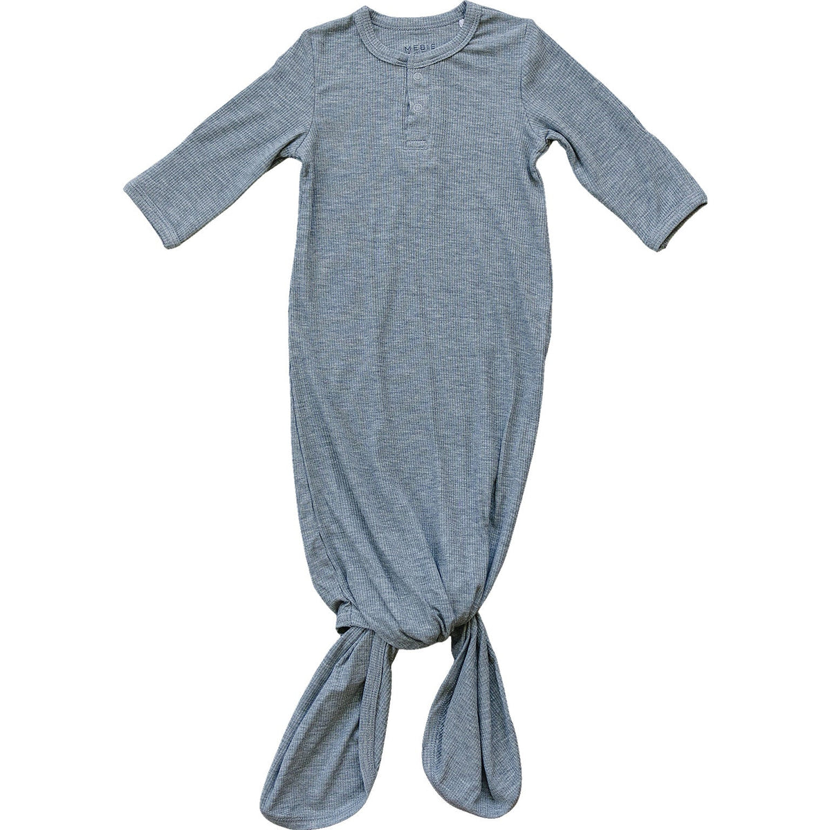 Mebie Baby Heather Grey Bamboo Knot Gown For Babies Ribbed Comfort - 