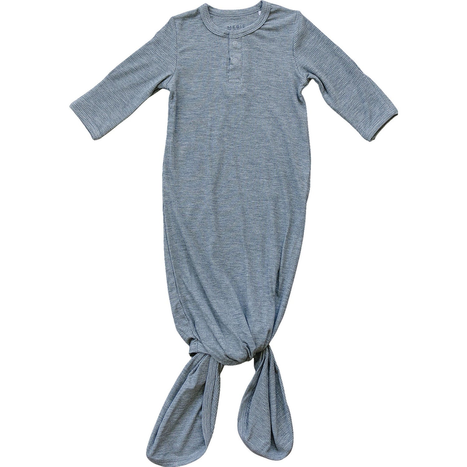 Mebie Baby Heather Grey Bamboo Knot Gown For Babies Ribbed Comfort - 