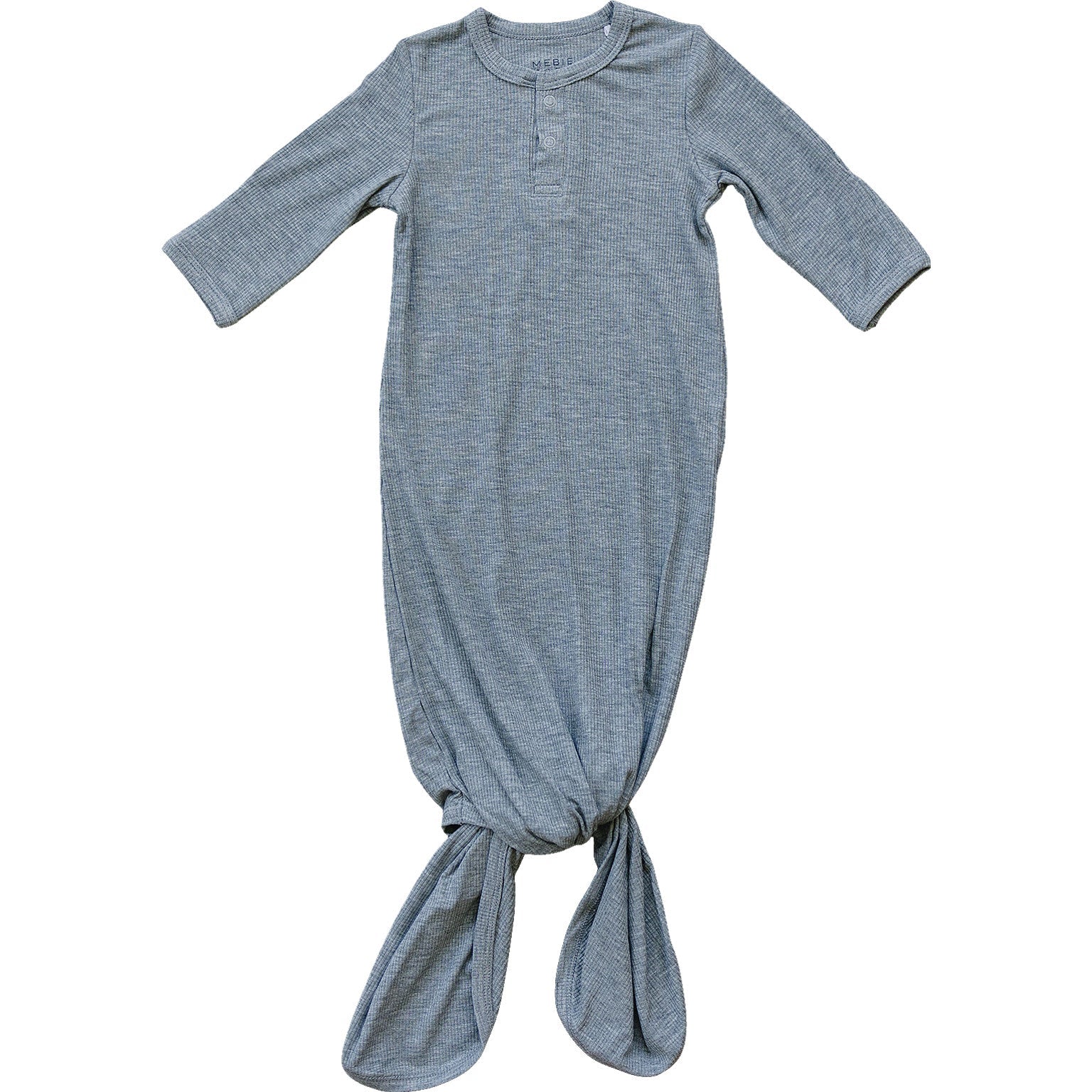 Mebie Baby Heather Grey Bamboo Knot Gown For Babies Ribbed Comfort - 