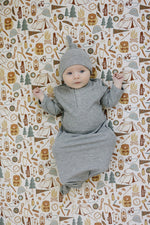Mebie Baby Heather Grey Bamboo Knot Gown For Babies Ribbed Comfort - 