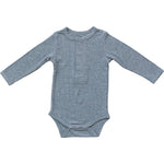 Mebie Baby Heather Grey Bamboo Snap Long Sleeve Ribbed Baby Bodysuit - 