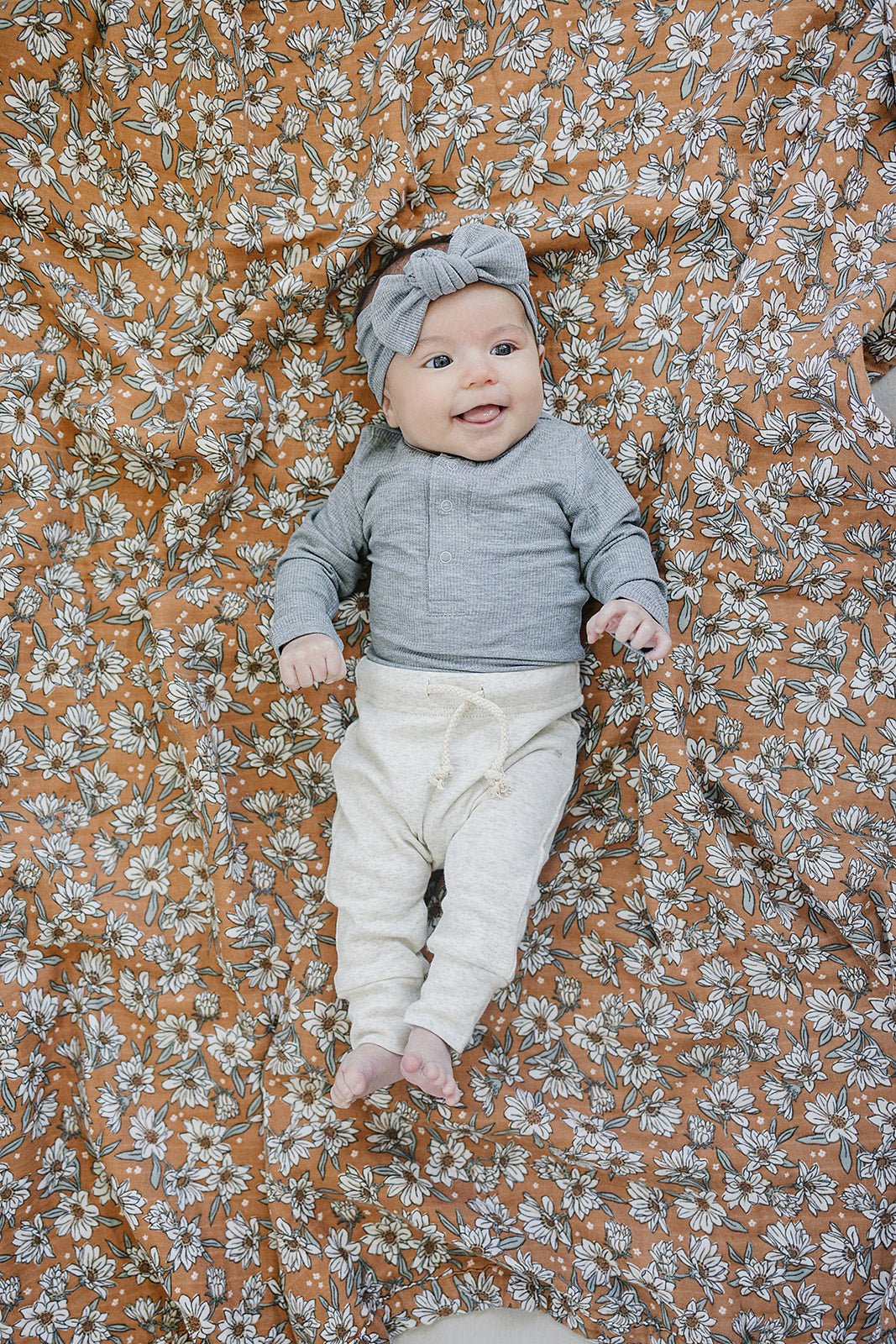 Mebie Baby Heather Grey Bamboo Snap Long Sleeve Ribbed Baby Bodysuit - 