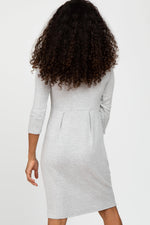 PinkBlush Heather Grey Brushed Mock Neck Fitted Dress - 
