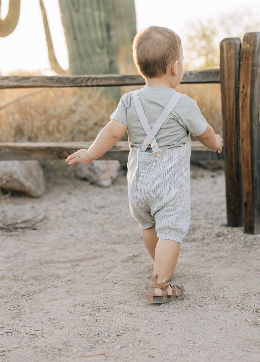 Mebie Baby Heather Grey Pocket Knit Baby Overalls With Adjustable Cross Back Straps - 