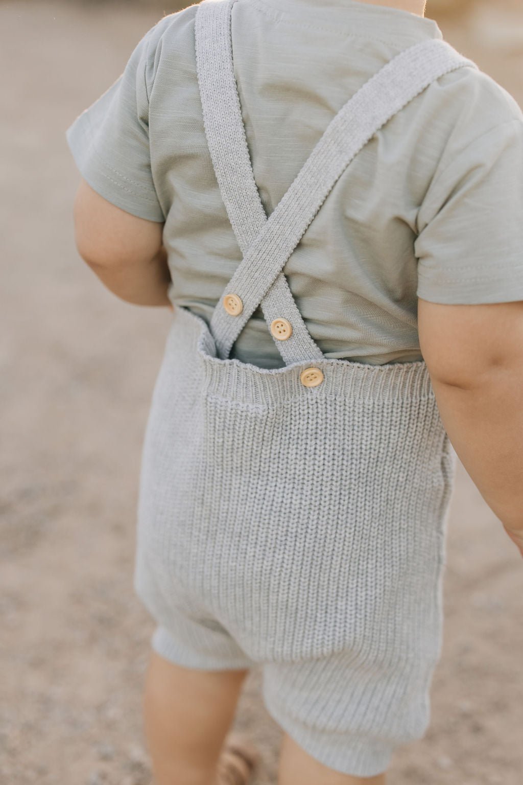 Mebie Baby Heather Grey Pocket Knit Baby Overalls With Adjustable Cross Back Straps - 