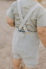 Mebie Baby Heather Grey Pocket Knit Baby Overalls With Adjustable Cross Back Straps - 