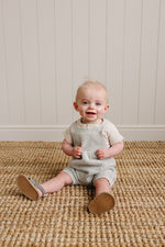 Mebie Baby Heather Grey Pocket Knit Baby Overalls With Adjustable Cross Back Straps - 