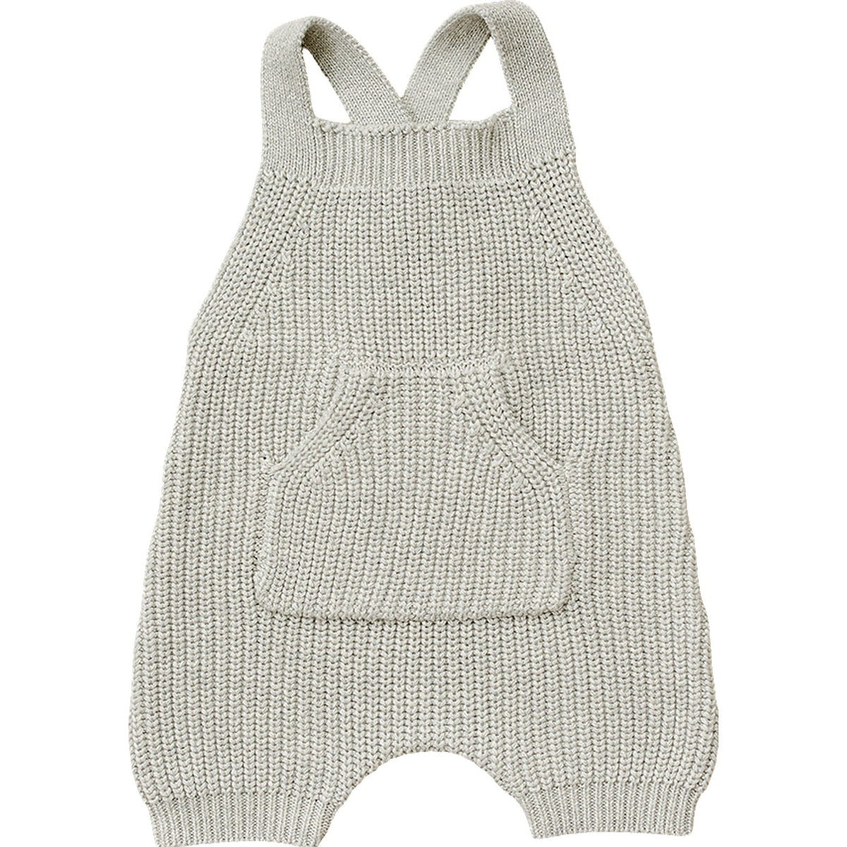 Mebie Baby Heather Grey Pocket Knit Baby Overalls With Adjustable Cross Back Straps - 