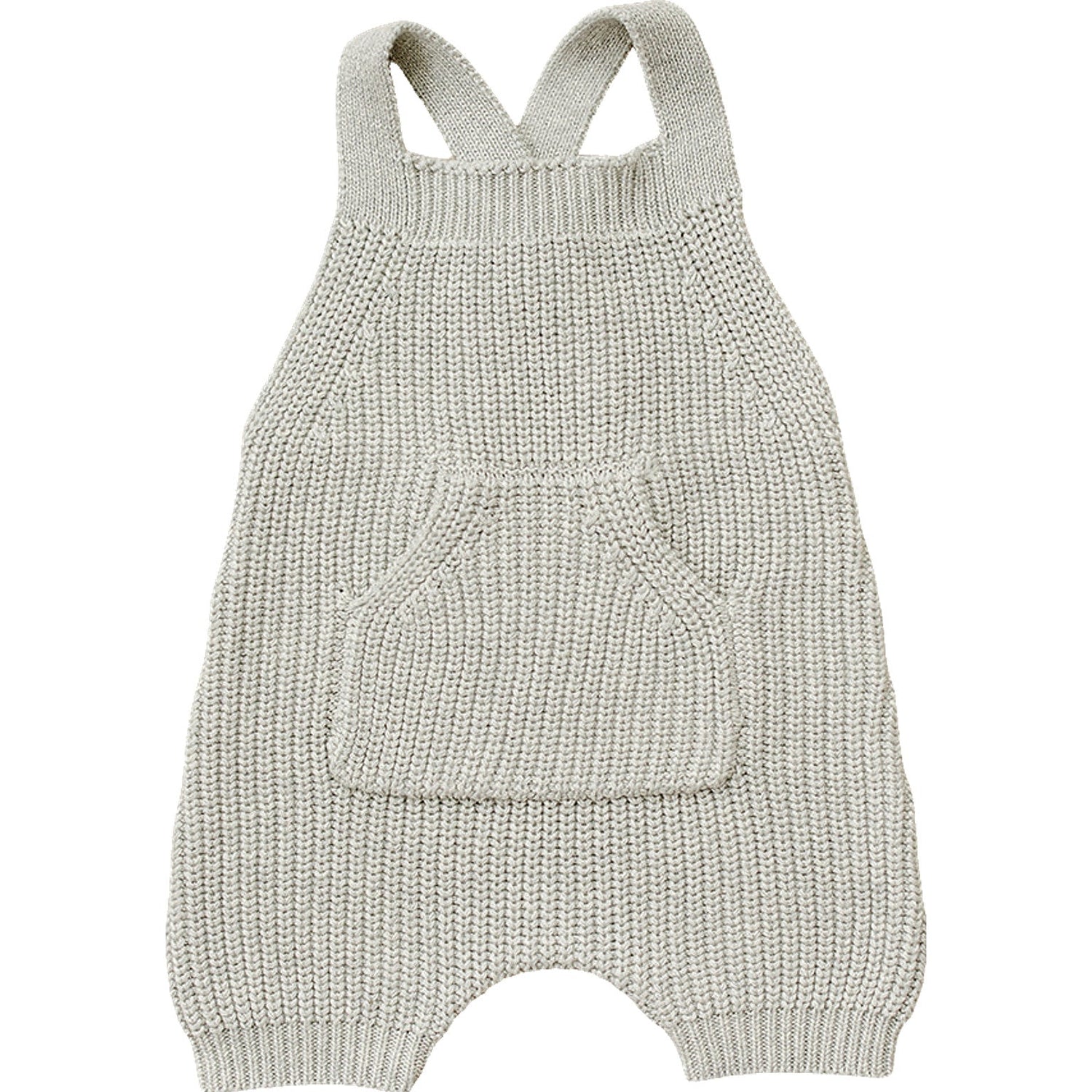 Mebie Baby Heather Grey Pocket Knit Baby Overalls With Adjustable Cross Back Straps - 