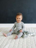 Mebie Baby Heather Grey Ribbed Bamboo Cozy Set for Toddlers Ages Six Months to Five Years - 