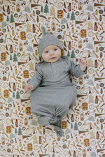 Mebie Baby Heather Grey Ribbed Bamboo Newborn Knot Hat - 