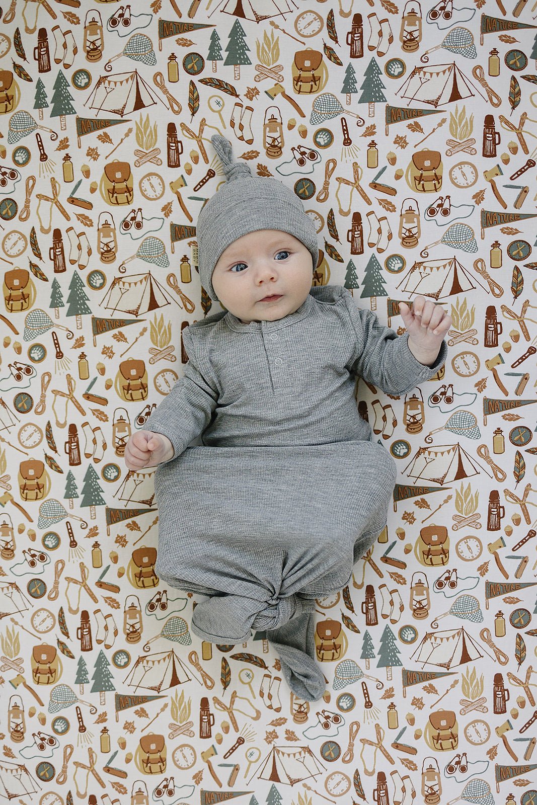 Mebie Baby Heather Grey Ribbed Bamboo Newborn Knot Hat - 