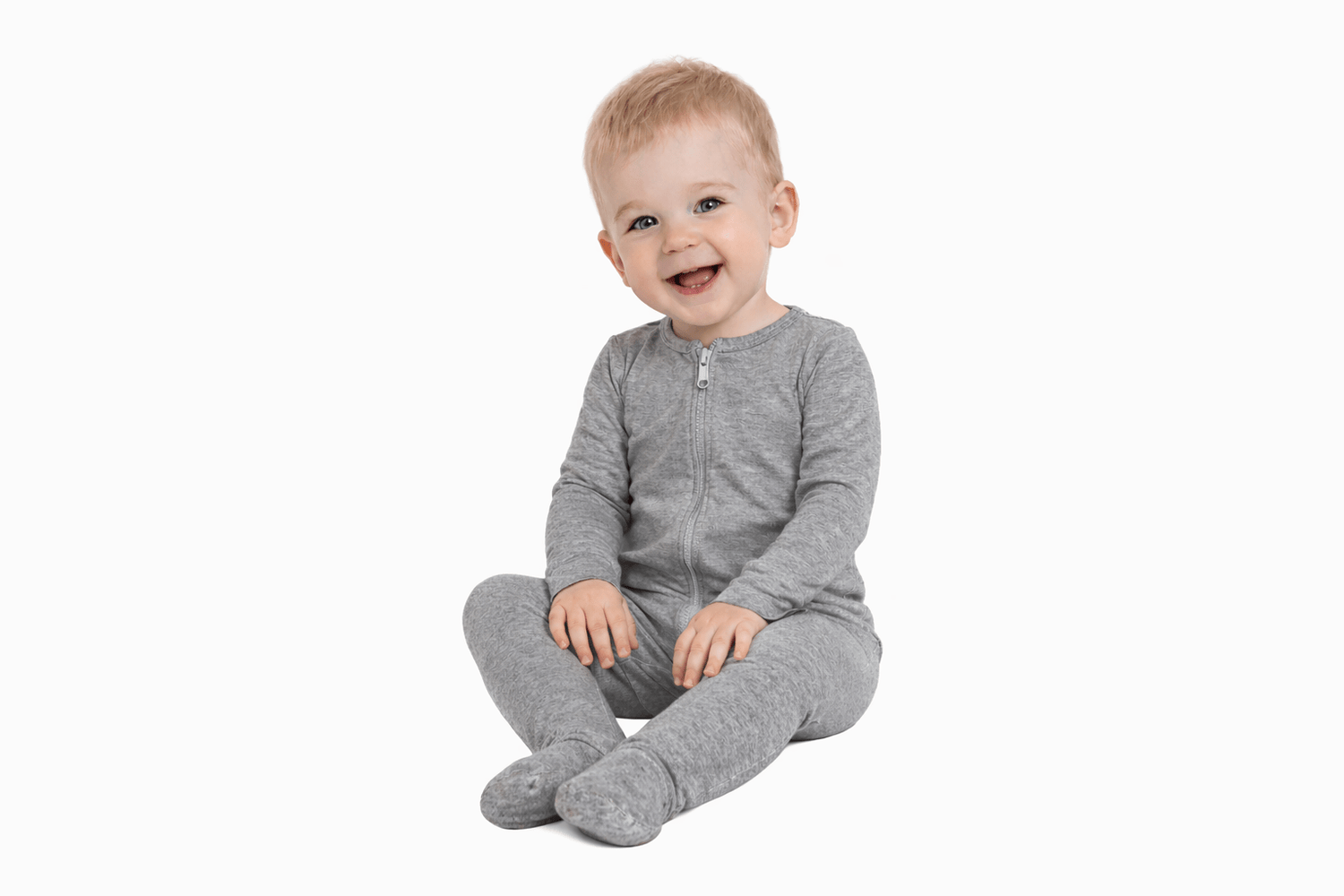 Miller & Co. Heathered Gray, Bamboo Zipper Footie - 