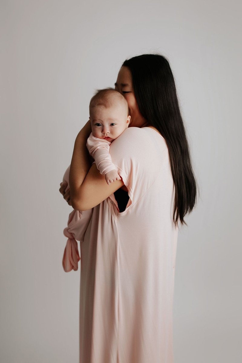 Three Little Tots Heavenly Pink Mommy Labor and Delivery Nursing Hospital Gown - 