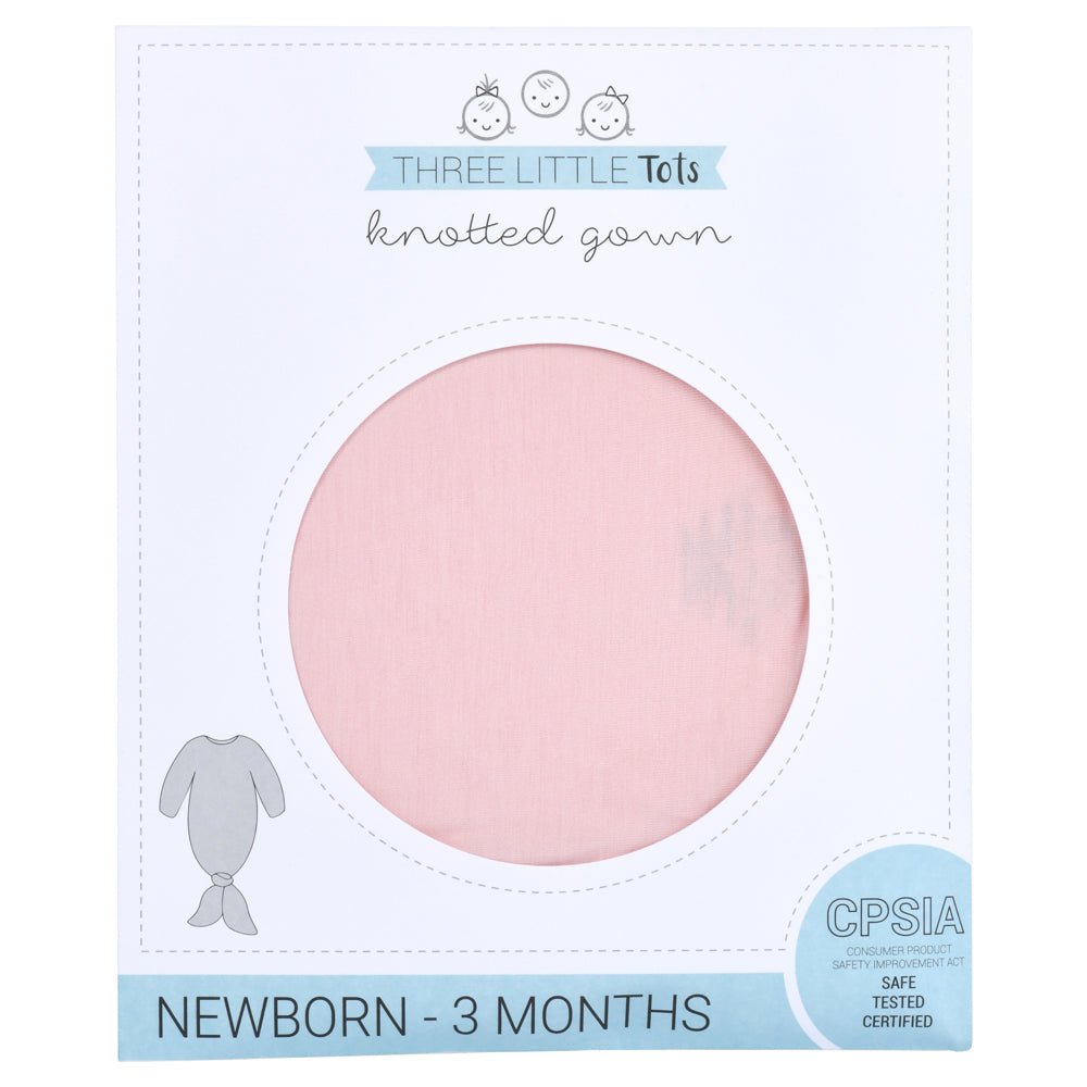 Three Little Tots Heavenly Pink Newborn Knotted Baby Gown - 