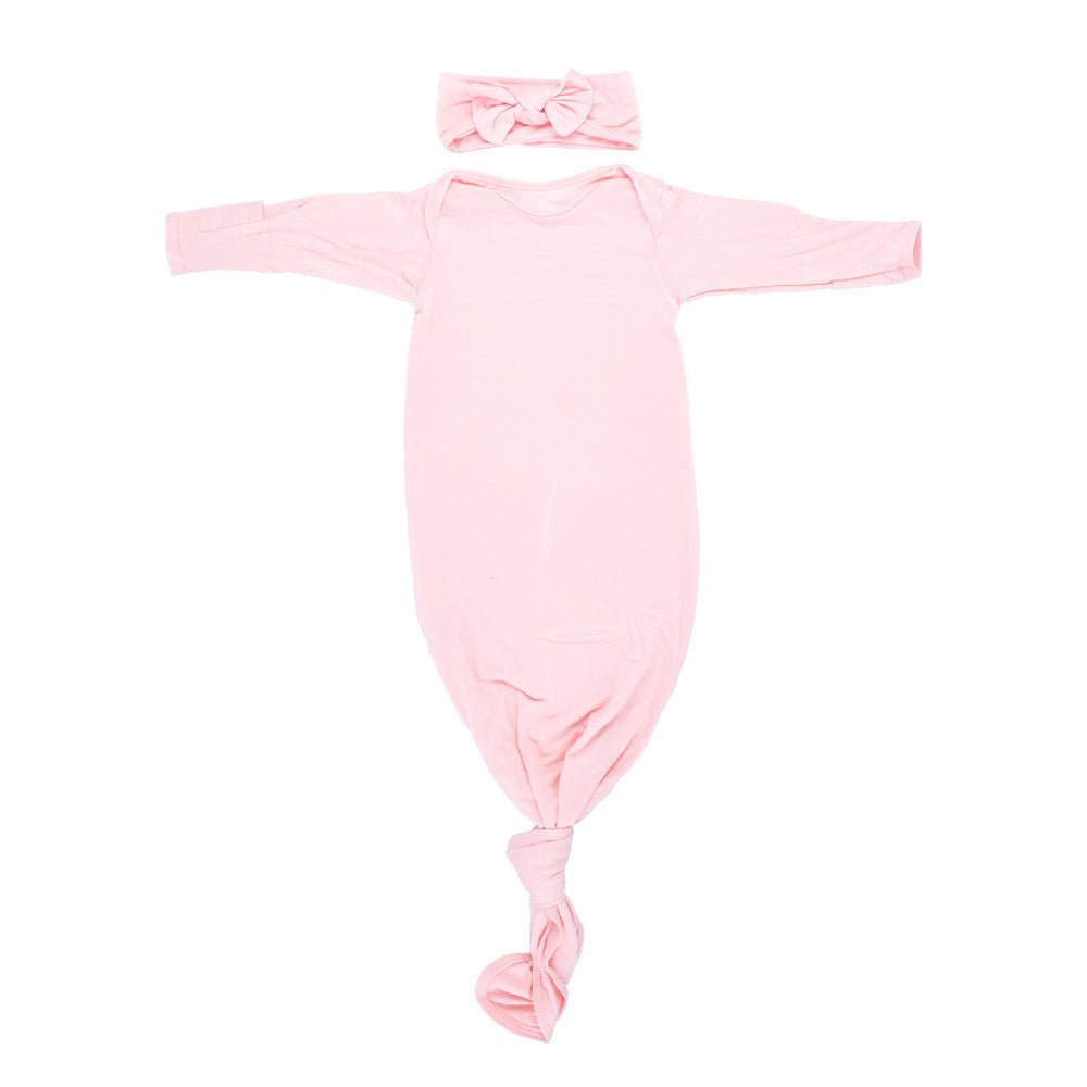 Three Little Tots Heavenly Pink Newborn Knotted Baby Gown - 