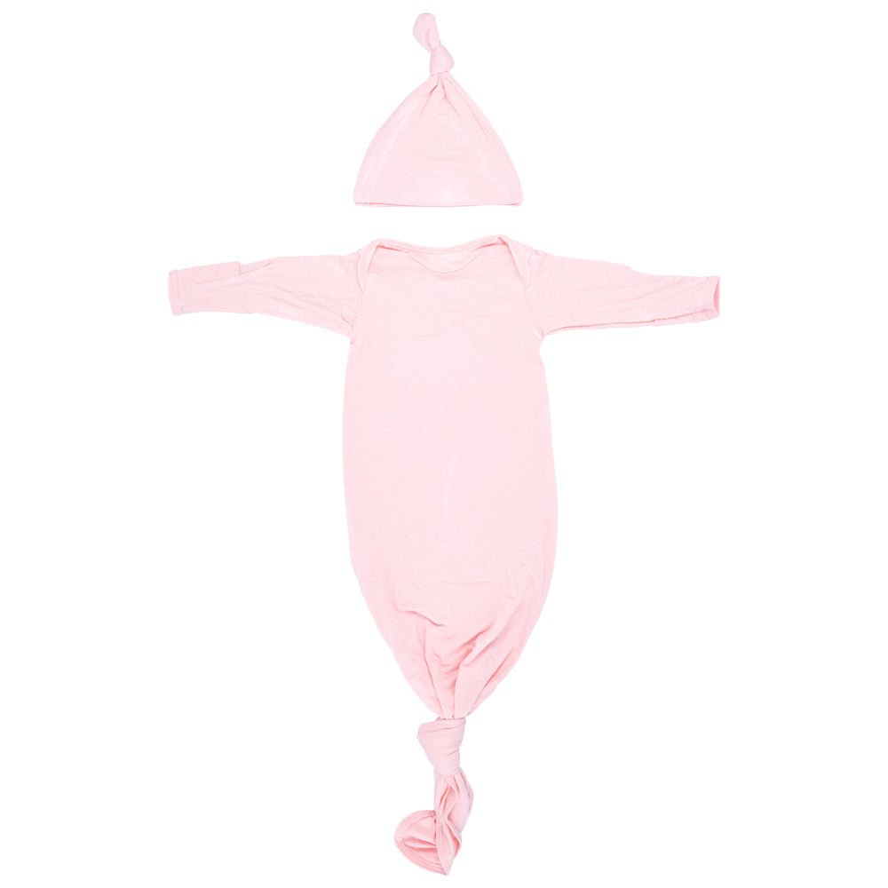 Three Little Tots Heavenly Pink Newborn Knotted Baby Gown - 