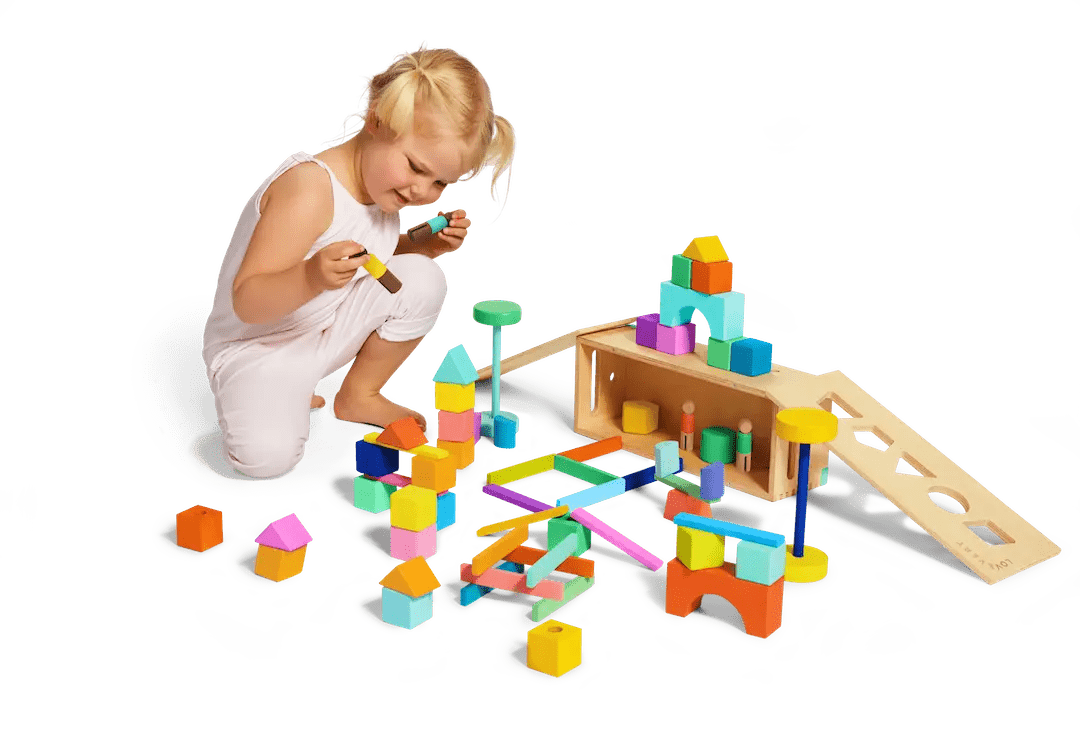 Lovevery Heirloom Quality Wooden Building Block Set for Skill Development in Kids - 