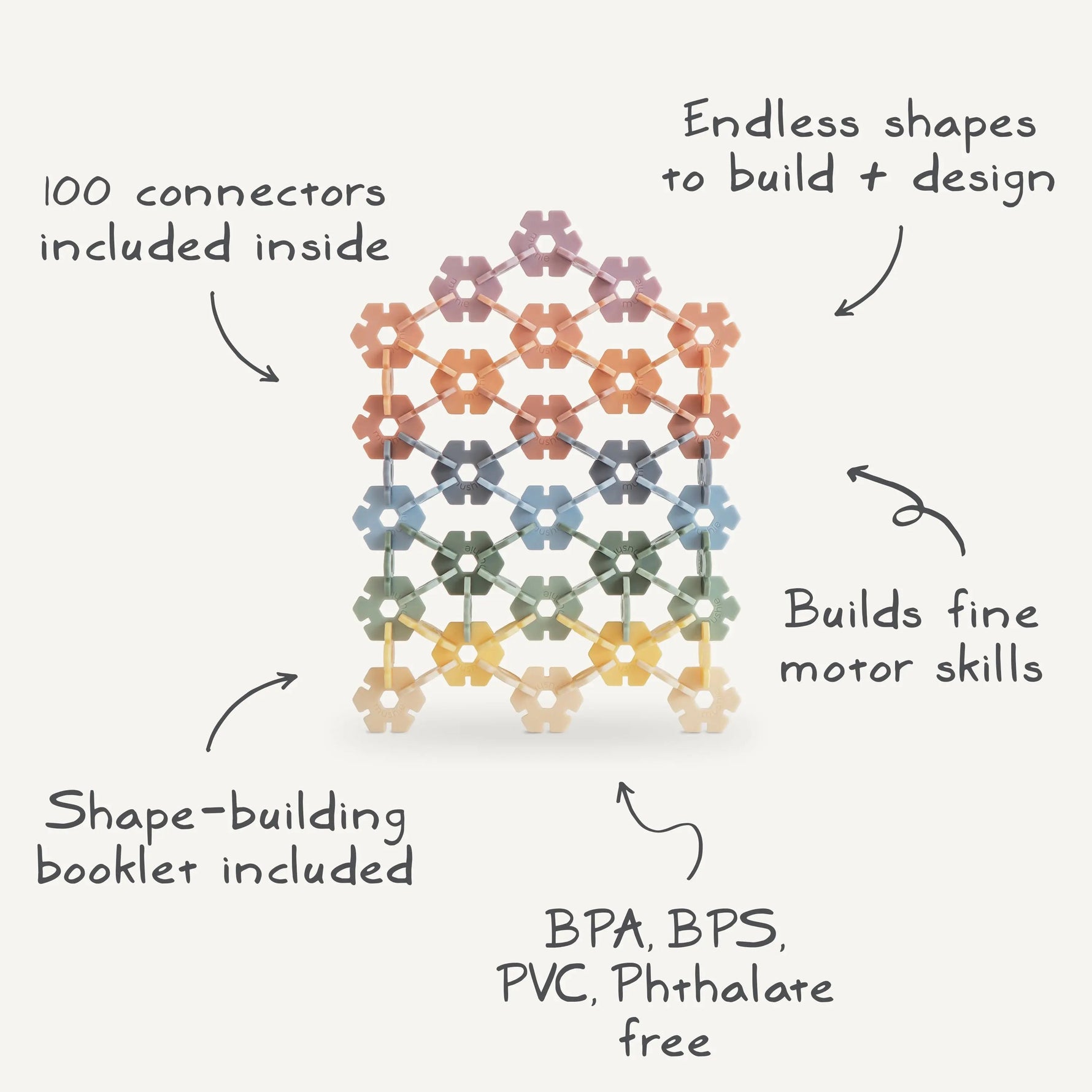 Mushie HEX Connect Building Toy Set - 