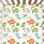 Honey Lemonade High Quality Fitted Crib Sheet with Dinosaur Illustrations for Babies - 