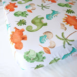 Honey Lemonade High Quality Fitted Crib Sheet with Dinosaur Illustrations for Babies - 