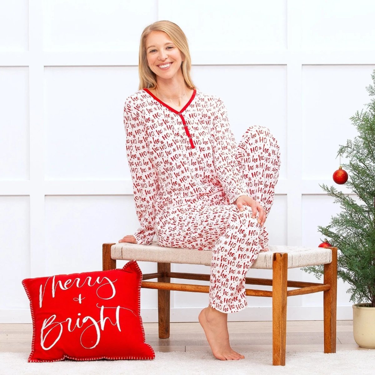 Tesa Babe Ho Ho Ho Christmas Bamboo Pajama Set for Women Cozy - Everetts Place Boutique - 