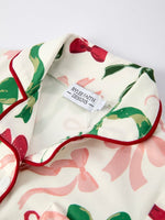 Rylee Faith Designs Holiday Bow Print Christmas Pajama Set Girls Cozy Sleepwear - 