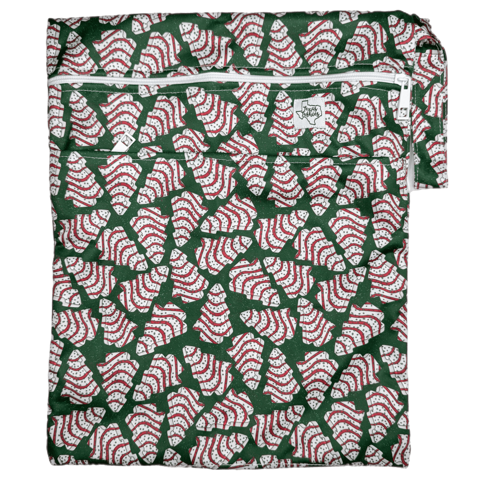 Holiday Cakes Double Zipper Wet Bag 12 by 16 Inches Water Resistant Fits 6 to 8 Cloth Diapers Texas Tushies