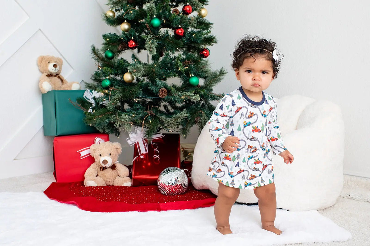 Bestaroo Holiday Haul Bamboo Bodysuit Dress for Baby with Snap Closure - 