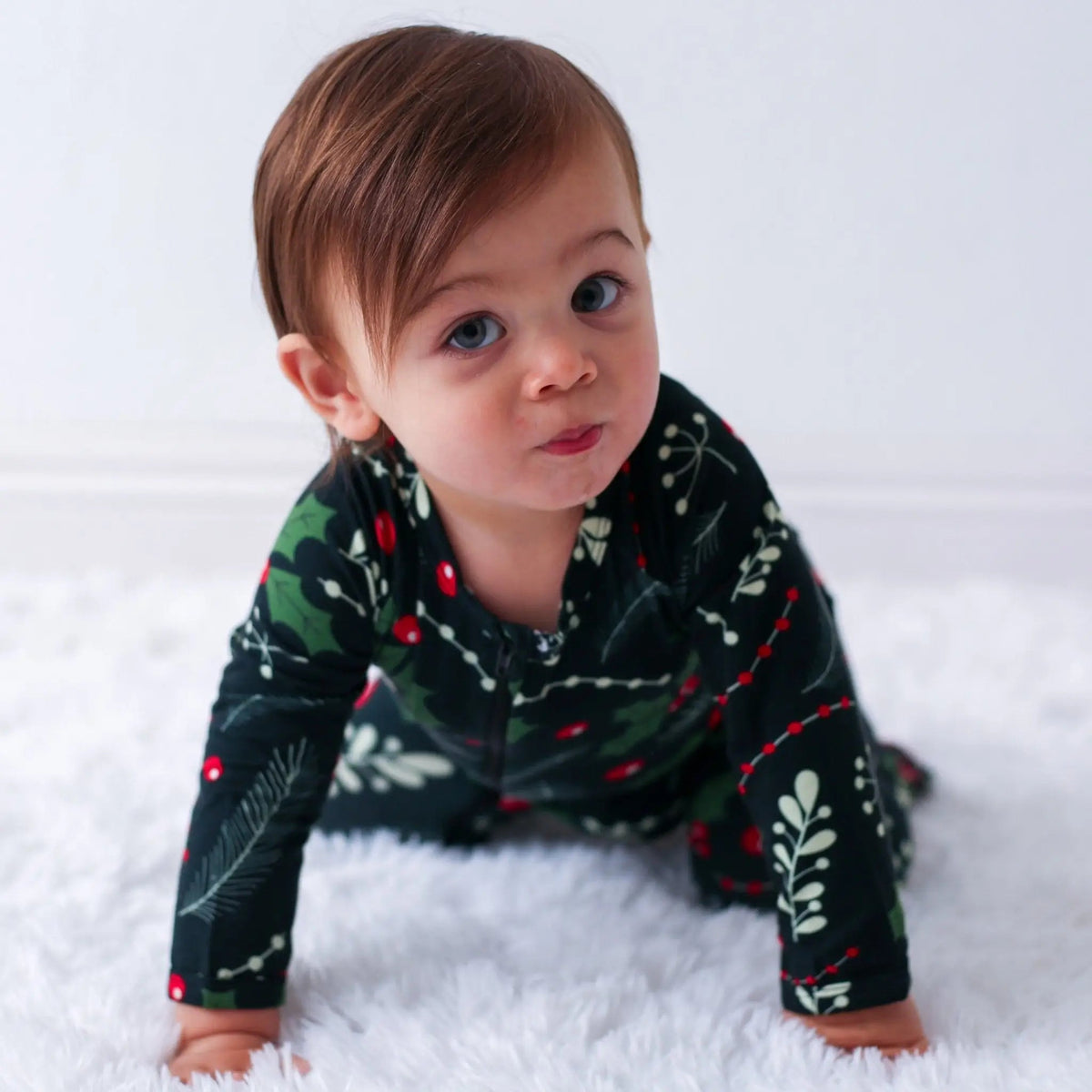 Bestaroo Holiday Nights Baby Footie With Zipper Front And Built In Fold Over - 