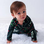 Bestaroo Holiday Nights Baby Footie With Zipper Front And Built In Fold Over - 